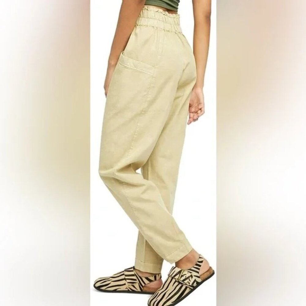 Free People Women’s Ready to Run Cinch-Waist Pants OB1235398 Parchment Size XS - Picture 4 of 8